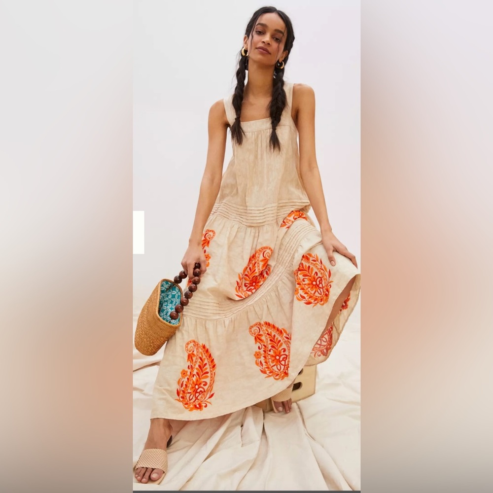 XS Anthropologie Felicity Embroidered Maxi Dress - Picture 2 of 2